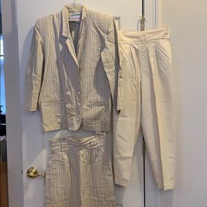 Vintage 80s 3-Pc Pastel Double-Brsted Suit Sz S/7